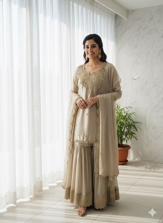 Champagne crush gharara set
