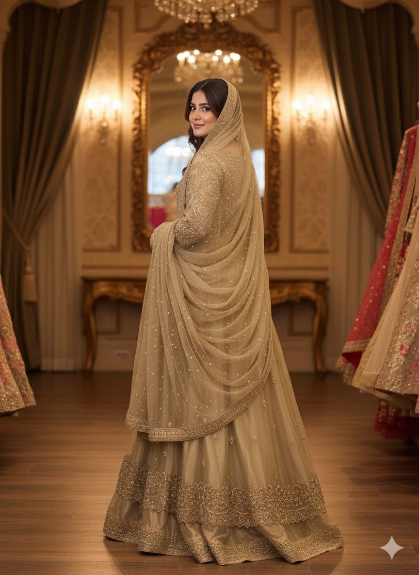 The Charlotte Gown: Exquisite Zari Net Formal