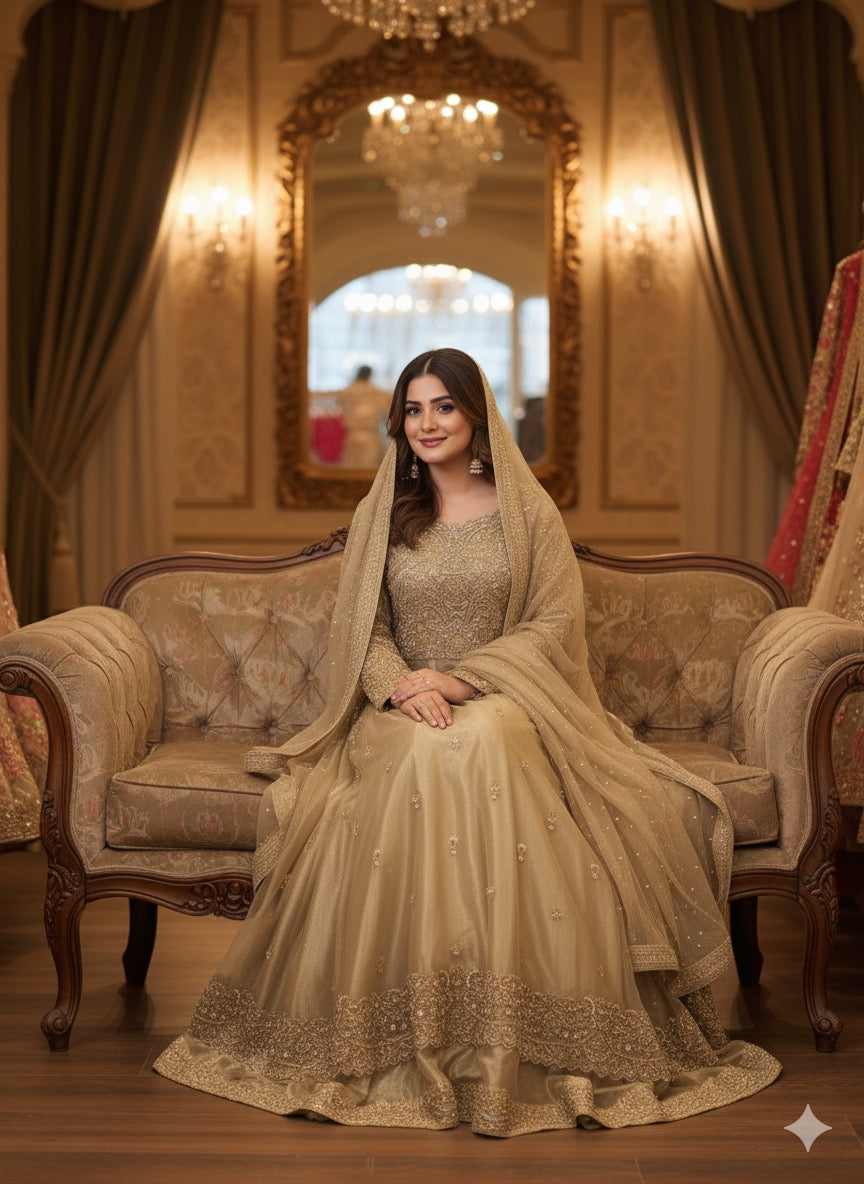The Charlotte Gown: Exquisite Zari Net Formal