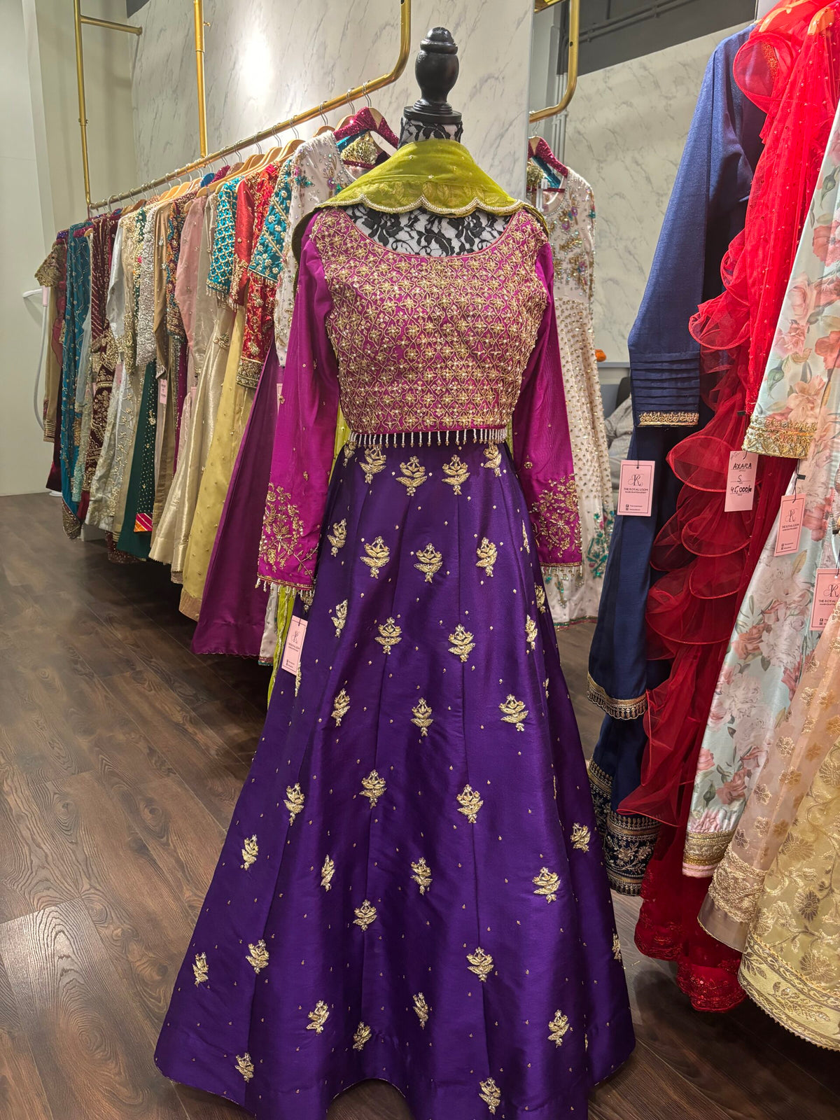 Regal Plum and Chartreuse Lehnga Choli Set