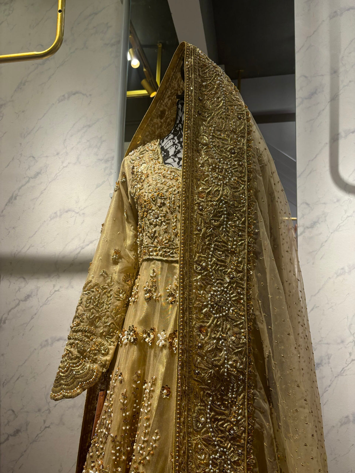 ✨ The Golden Radiance Net Anarkali