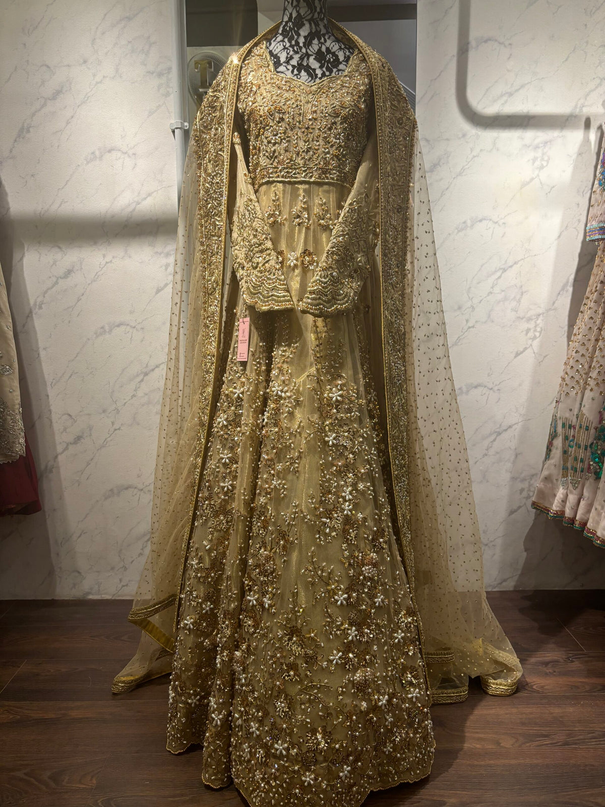 ✨ The Golden Radiance Net Anarkali