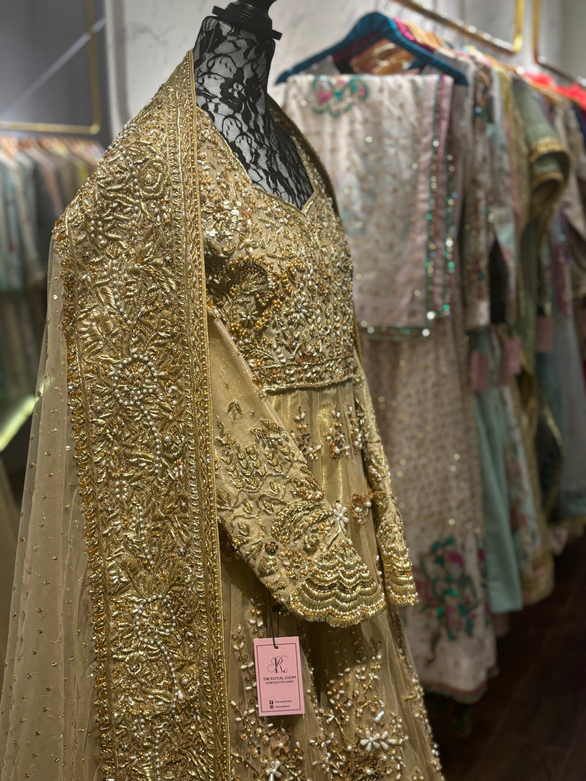✨ The Golden Radiance Net Anarkali
