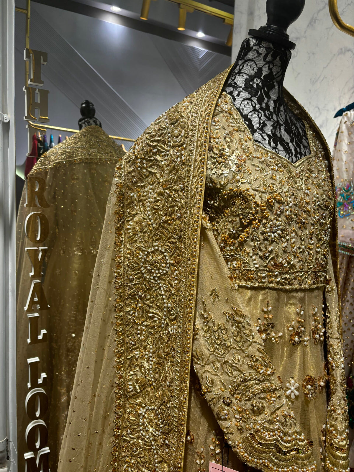 ✨ The Golden Radiance Net Anarkali