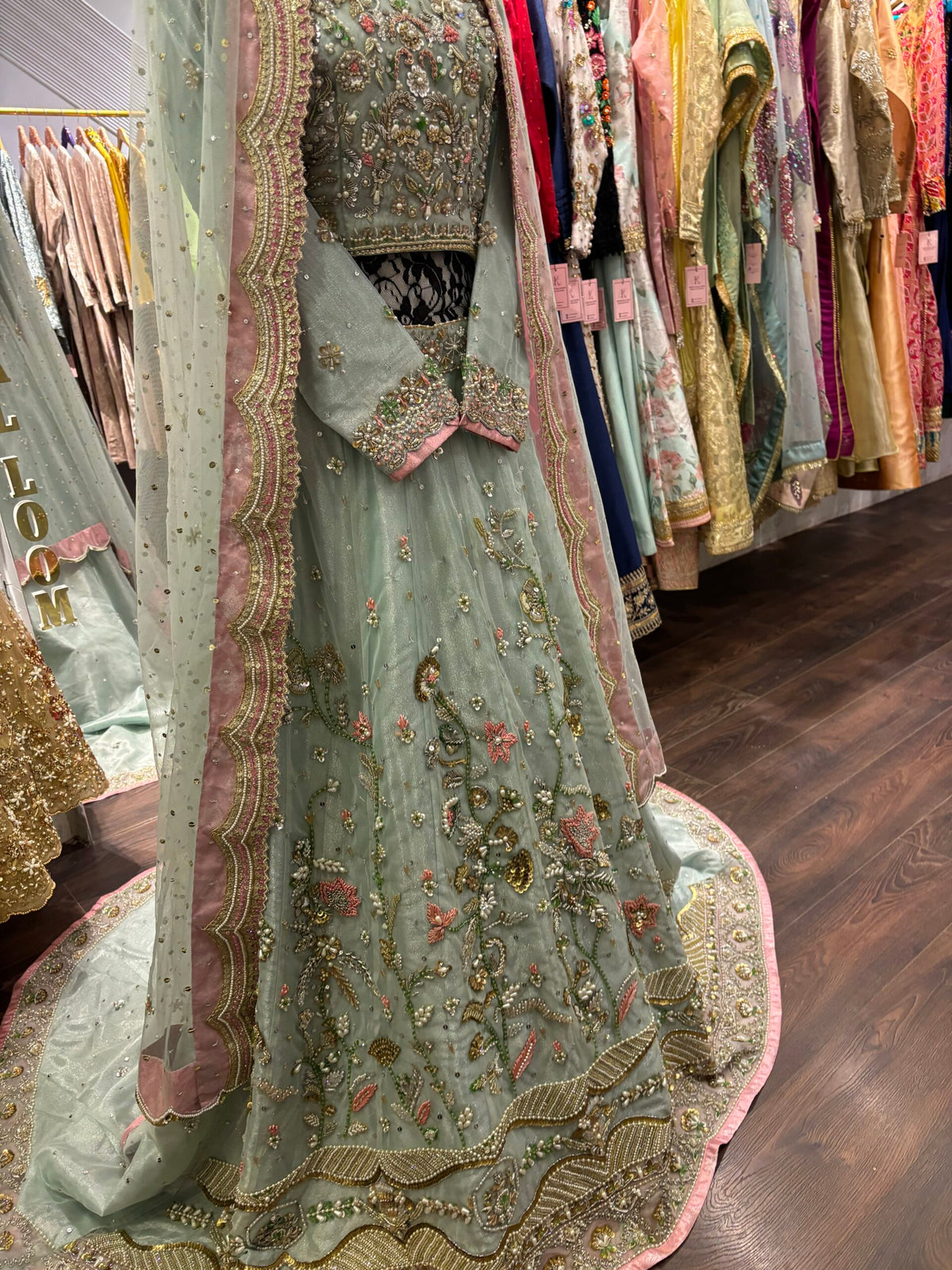 🌸 The Celeste Hand-Embellished Net Lehenga Set