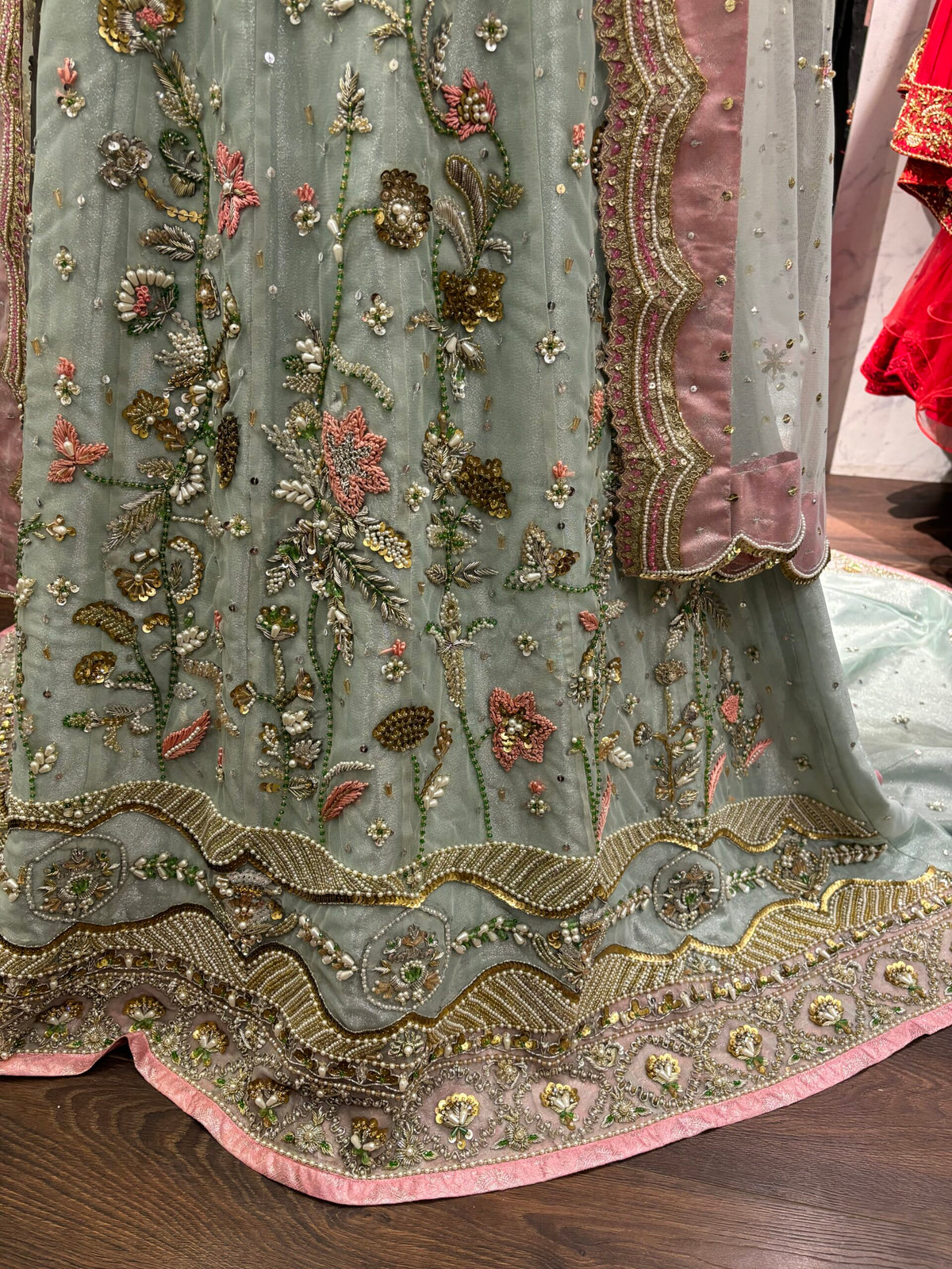 🌸 The Celeste Hand-Embellished Net Lehenga Set