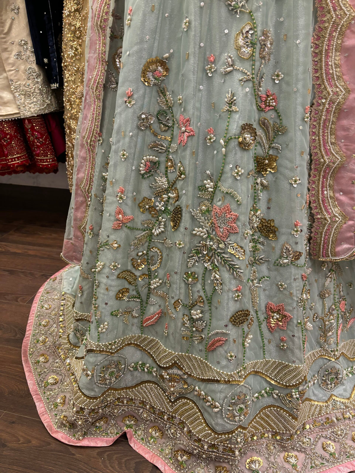 🌸 The Celeste Hand-Embellished Net Lehenga Set