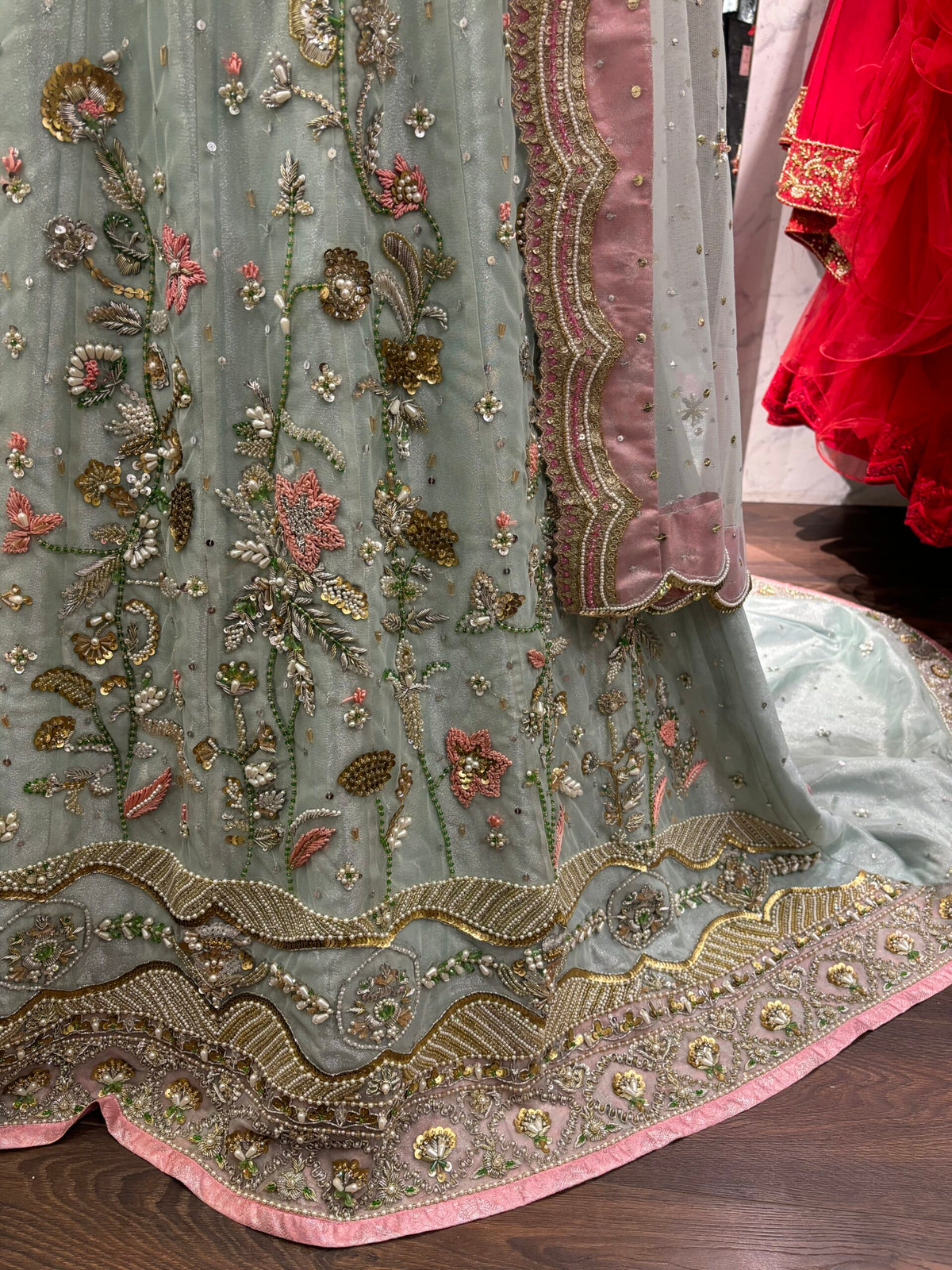 🌸 The Celeste Hand-Embellished Net Lehenga Set