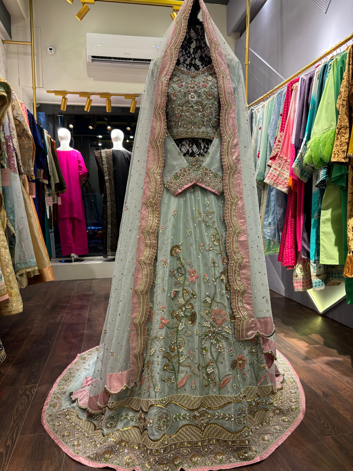 🌸 The Celeste Hand-Embellished Net Lehenga Set