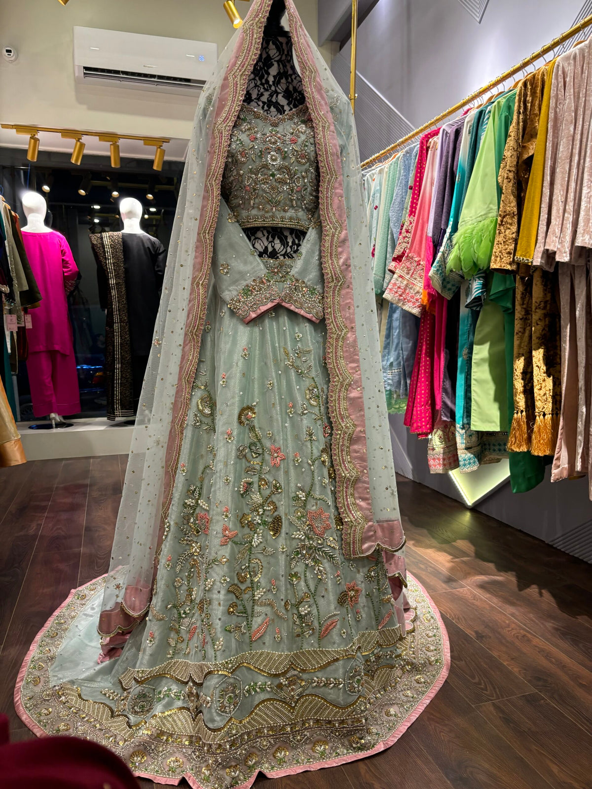 🌸 The Celeste Hand-Embellished Net Lehenga Set