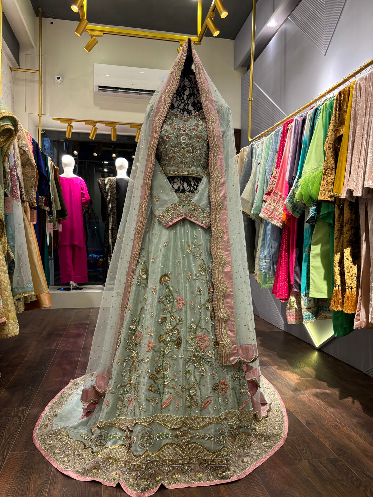 🌸 The Celeste Hand-Embellished Net Lehenga Set