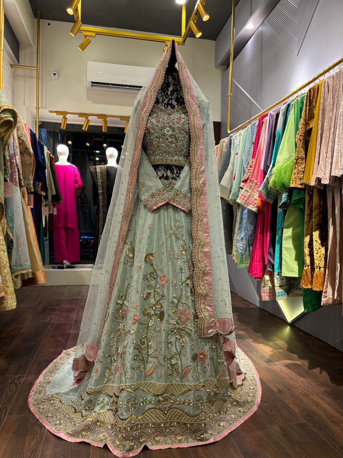 🌸 The Celeste Hand-Embellished Net Lehenga Set