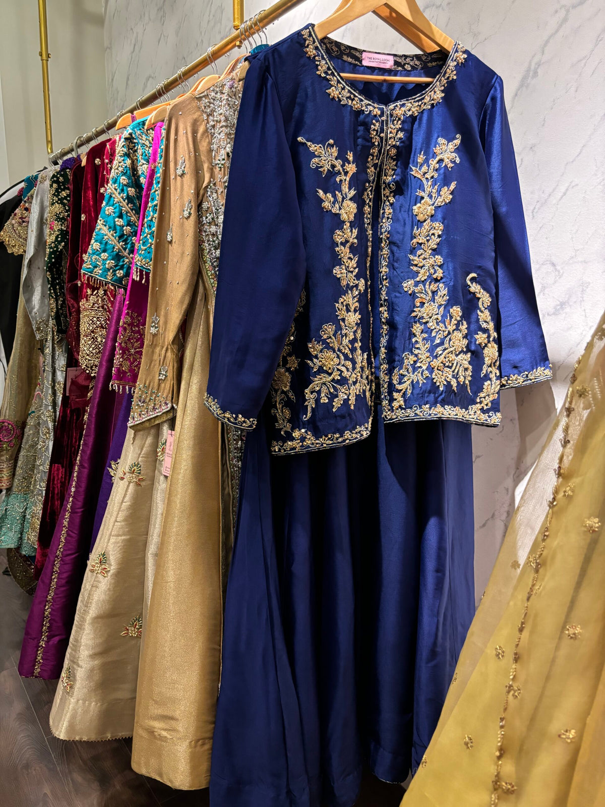 The Regal Navy Sheesha Silk Ensemble