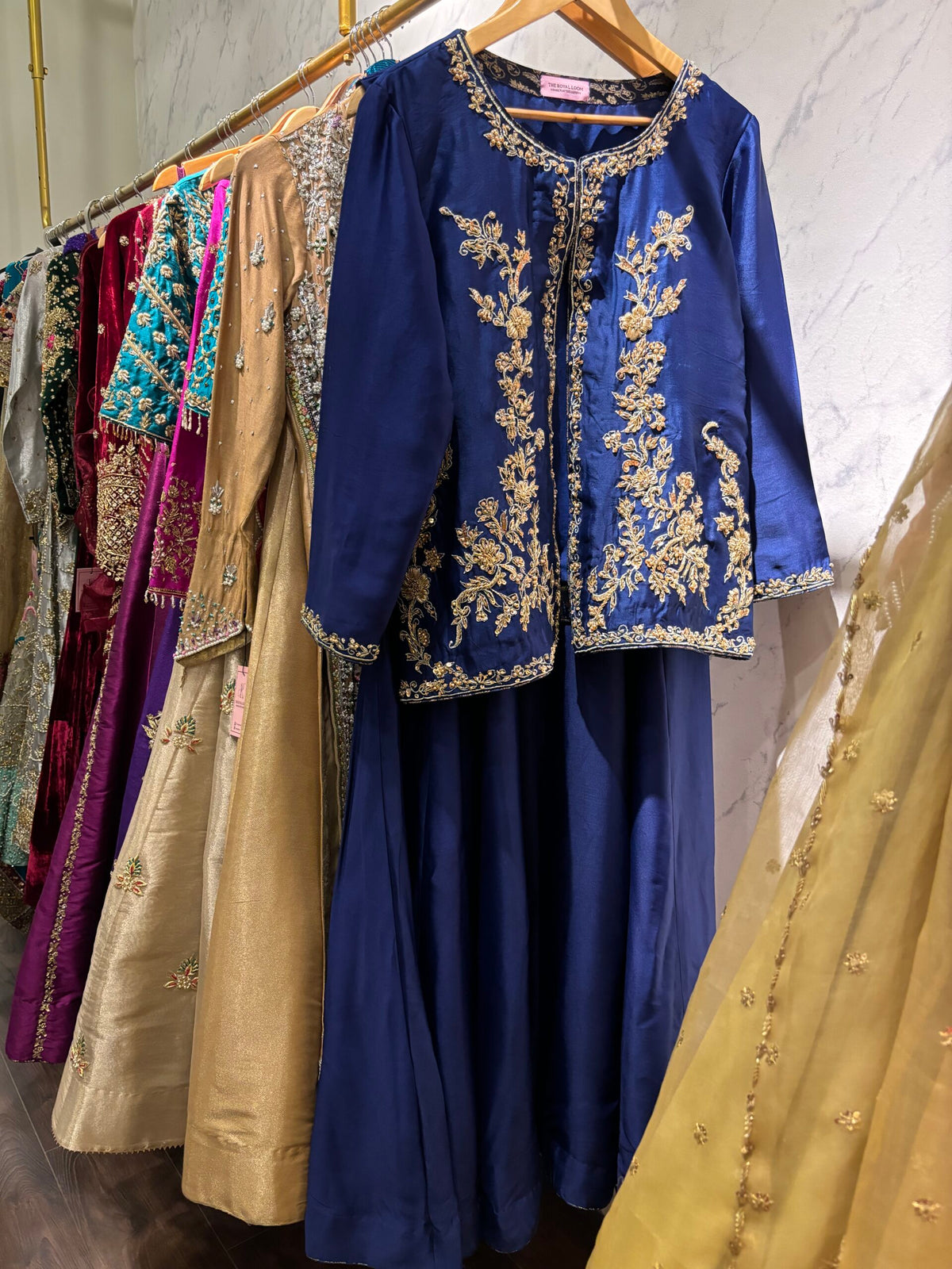The Regal Navy Sheesha Silk Ensemble