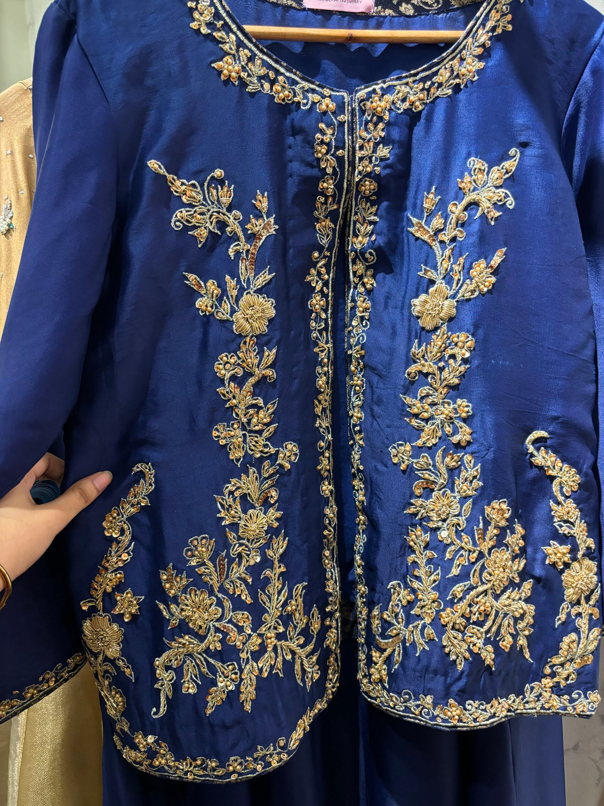 The Regal Navy Sheesha Silk Ensemble
