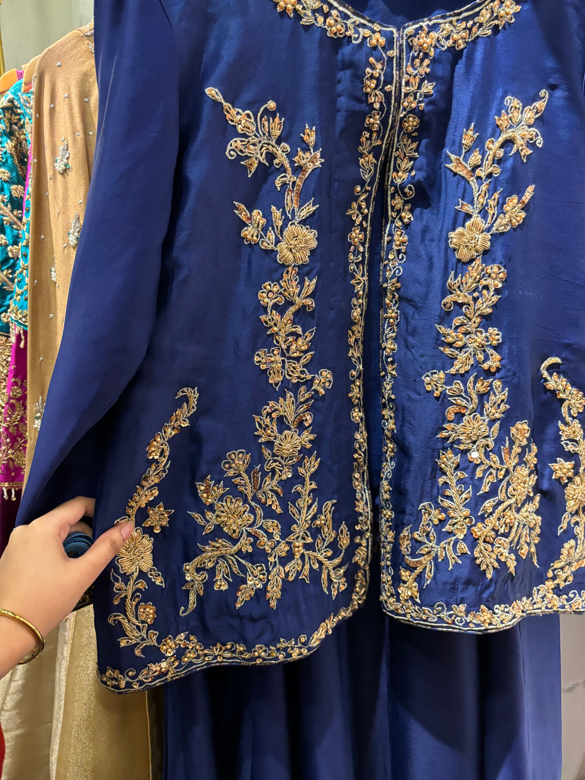 The Regal Navy Sheesha Silk Ensemble